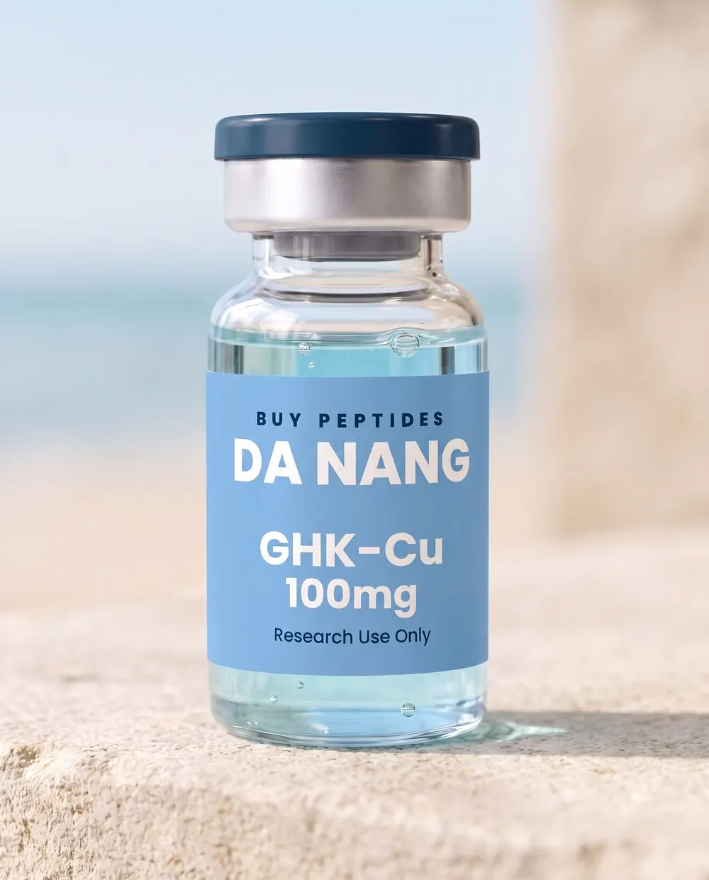 GHK-Cu 100mg research vial with the Buy Peptides Da Nang label